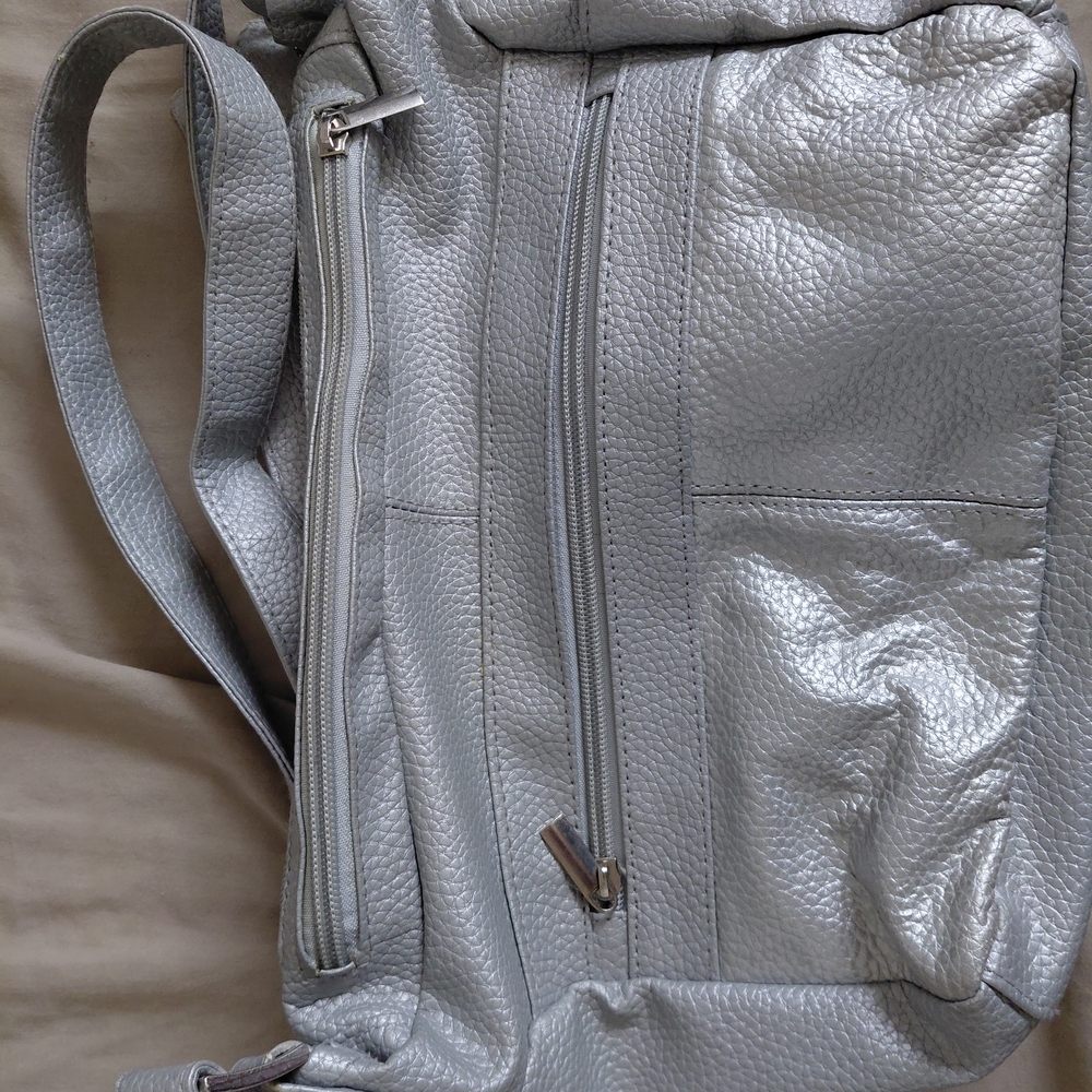 Silver Textured Backpack